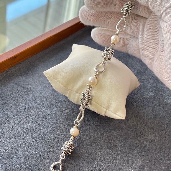 Michael Dawkins 925 & 14k Gold Starry Night Pearl Bracelet 6-6.5" - Picture 7 of 7